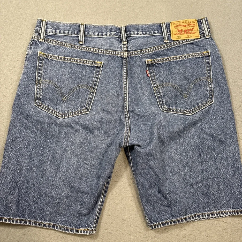 Levis 505 Denim Shorts Mens 40 Blue Jean Cutoff 5 Pocket‎ Zip Fly Casual